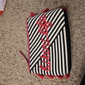 Victoria's secret black and white makeup bag